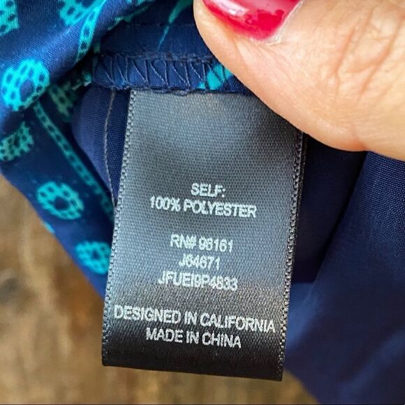 BeBop S Blue Turquoise Tropical Tahitian Palm Leaves Summer Shift Dress - Picture 11 of 11